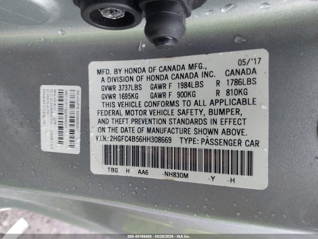 Aukcja sprzedaży 2017 Honda Civic Lx, vin: 2HGFC4B56HH308669, numer aukcji: 45165459