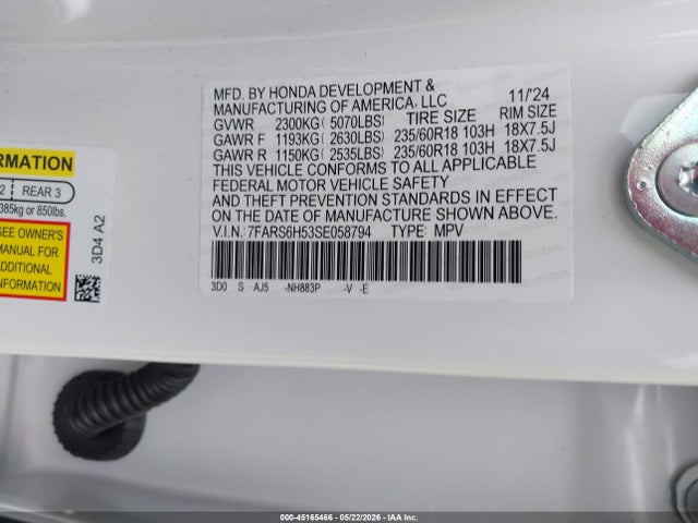 7FARS6H53SE058794 Honda Cr-v Hybrid Sport