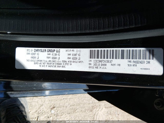 Aukcja sprzedaży 2012 Chrysler 200 Lx, vin: 1C3CCBAB7CN158167, numer aukcji: 45165474