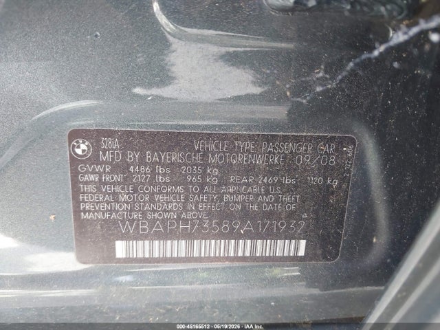 2009 Bmw 328i მანქანა იყიდება აუქციონზე, vin: WBAPH73589A171932, აუქციონის ნომერი: 45165512