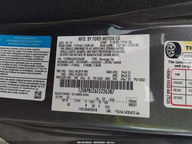 1ZVBP8JZ6E5226387 Ford Mustang