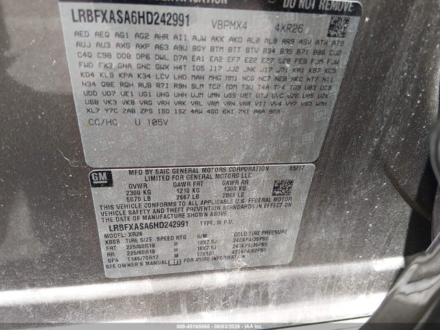 Продаж на аукціоні авто 2017 Buick Envision Preferred, vin: LRBFXASA6HD242991, номер лоту: 45165568
