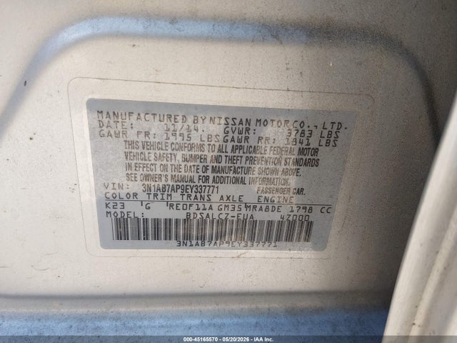 Nissan SENTRA S 2014 3N1AB7AP9EY337771 Image 9