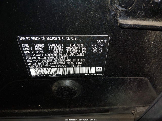 3CZRU6H73HM715227 Honda Hr-v Ex-l