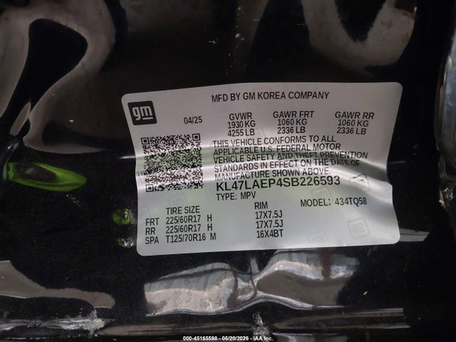 45165598 :رقم المزاد ، KL47LAEP4SB226593 vin ، 2025 Buick Envista Preferred Fwd مزاد بيع