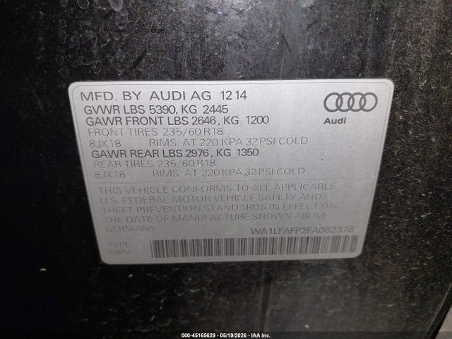 WA1LFAFP2FA082378 Audi Q5 2.0t Premium