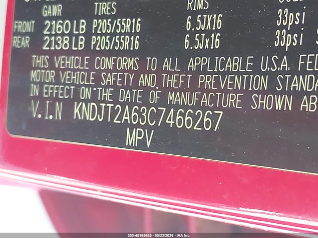 2012 Kia Soul + მანქანა იყიდება აუქციონზე, vin: KNDJT2A63C7466267, აუქციონის ნომერი: 45165685