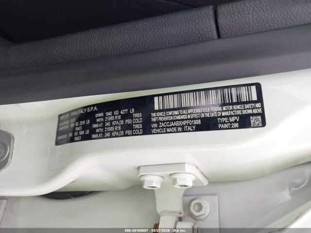 Продажа на аукционе авто 2017 Jeep Renegade Sport Fwd, vin: ZACCJAABXHPF01998, номер лота: 45165697