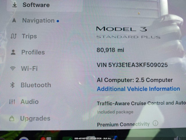 Продажа на аукционе авто 2019 Tesla Model 3 Long Range/mid Range/standard Range/standard Range Plus, vin: 5YJ3E1EA3KF509025, номер лота: 45165707