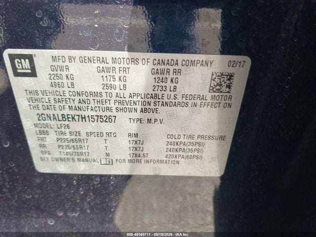 2GNALBEK7H1575267 Chevrolet EQUINOX LS