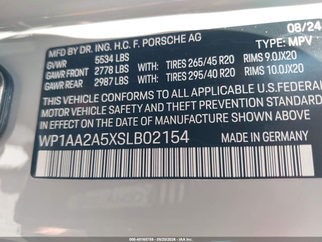 WP1AA2A5XSLB02154 Porsche Macan T