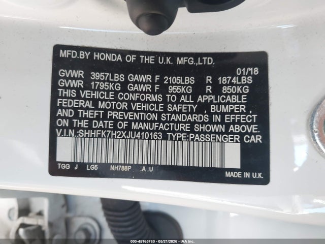 Honda Civic Lx 2018 SHHFK7H2XJU410163 Image 9