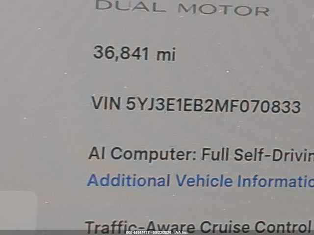 Tesla Model 3 Long Range 2021 5YJ3E1EB2MF070833 Image 15