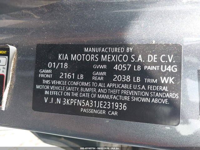 Продажа на аукционе авто 2018 Kia Forte Sx, vin: 3KPFN5A31JE231936, номер лота: 45165784