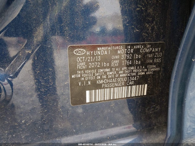 2013 Hyundai Elantra Gls მანქანა იყიდება აუქციონზე, vin: KMHDH4AE9DU013447, აუქციონის ნომერი: 45165791