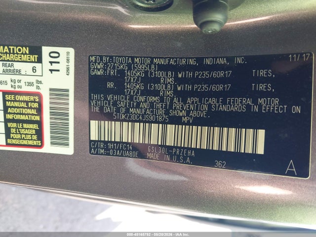 Toyota SIENNA LE 2018 5TDKZ3DC4JS901875 Image 9
