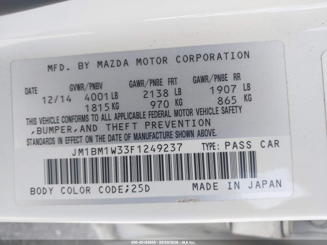 Mazda Mazda3 S Grand Touring 2015 JM1BM1W33F1249237 Image 9