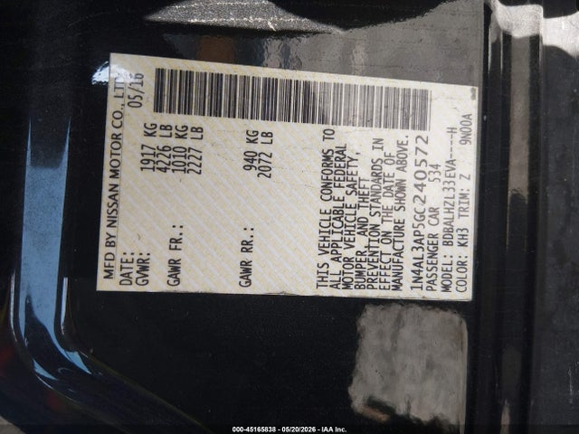 1N4AL3AP5GC240572 Nissan Altima 2.5 Sr