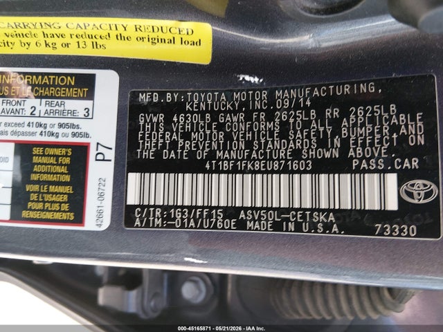 Toyota CAMRY SE 2014 4T1BF1FK8EU871603 Image 9