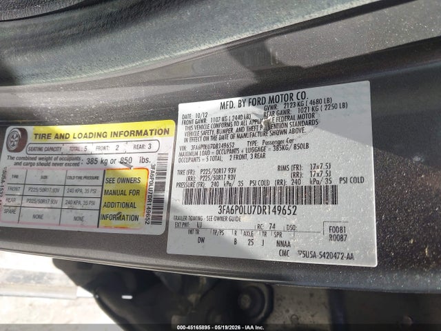 Продаж на аукціоні авто 2013 Ford Fusion Hybrid Se, vin: 3FA6P0LU7DR149652, номер лоту: 45165895