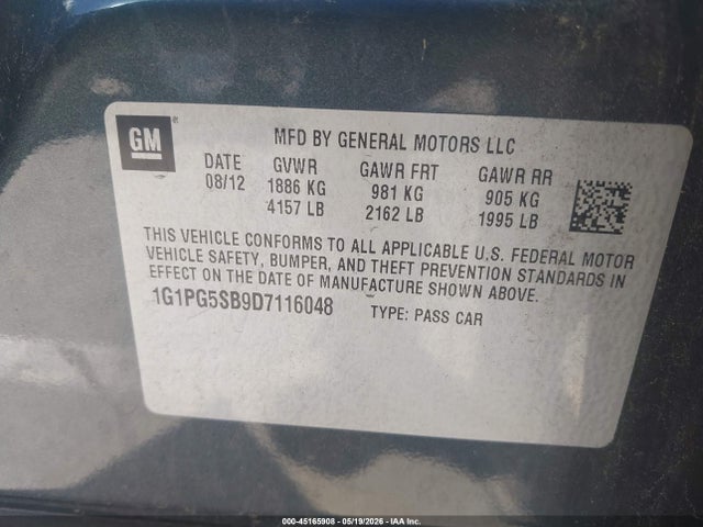 Продаж на аукціоні авто 2013 Chevrolet Cruze Ltz, vin: 1G1PG5SB9D7116048, номер лоту: 45165908