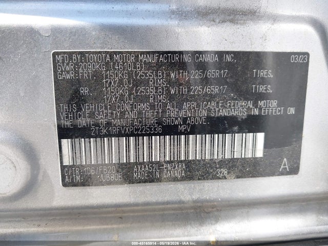 2T3K1RFVXPC225336 Toyota RAV4 LE