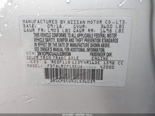 Nissan KICKS S 2018 3N1CP5CU4JL536039 Image 9