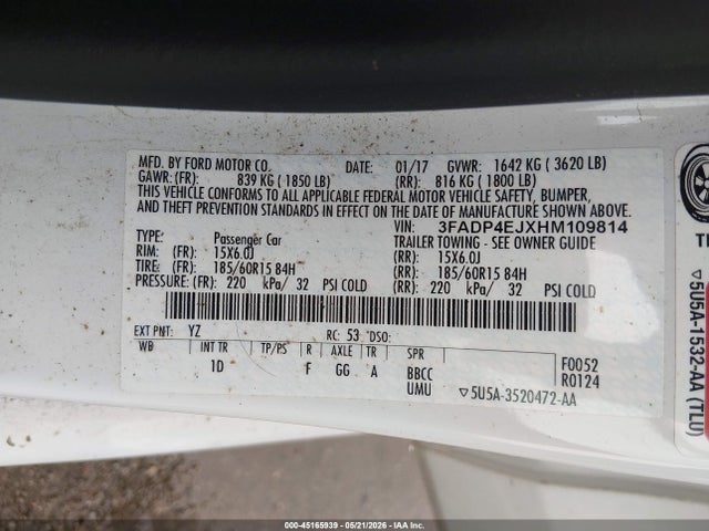 Ford FIESTA SE 2017 3FADP4EJXHM109814 Image 9