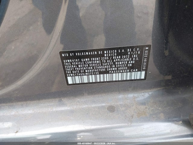 45165947 :رقم المزاد ، 3VWG17AU8JM272135 vin ، 2018 Volkswagen Golf Tsi S/tsi Se مزاد بيع