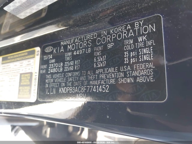 Продаж на аукціоні авто 2015 Kia Sportage Lx, vin: KNDPB3AC8F7741452, номер лоту: 45165950