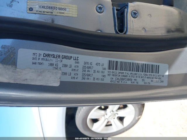 45165978 :رقم المزاد ، 1C4NJDBB0FD188450 vin ، 2015 Jeep Compass Sport مزاد بيع