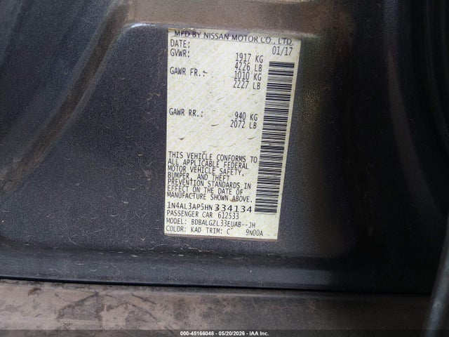 Aukcja sprzedaży 2017 Nissan Altima 2.5 S, vin: 1N4AL3AP5HN334134, numer aukcji: 45166048