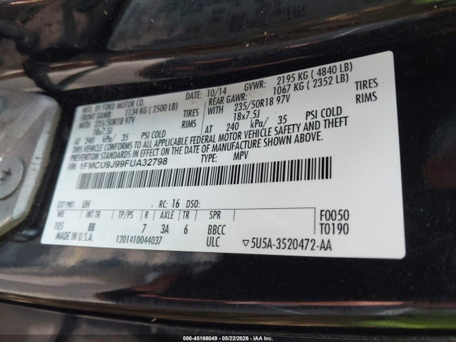 Aukcja sprzedaży 2015 Ford Escape Titanium, vin: 1FMCU9J99FUA32798, numer aukcji: 45166049