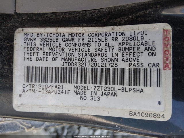 Продажа на аукционе авто 2002 Toyota Celica Gt, vin: JTDDR32T720121725, номер лота: 45166051