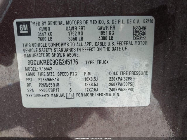 3GCUKREC9GG245176 Chevrolet Silverado 1500 1lt