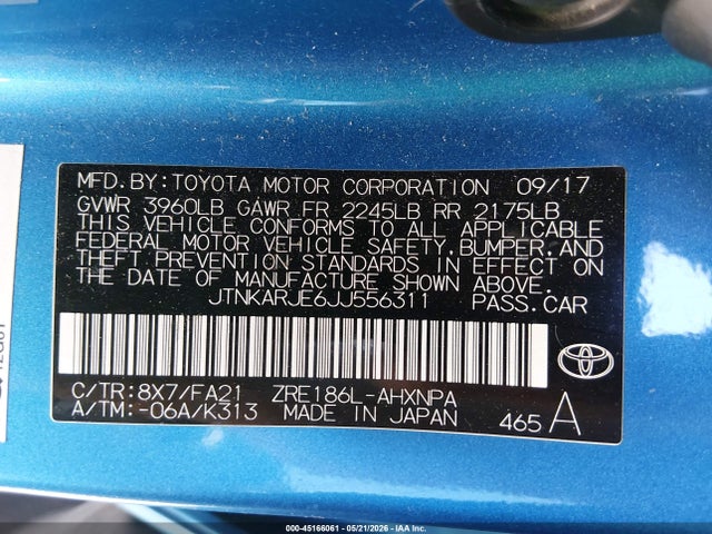 JTNKARJE6JJ556311 Toyota COROLLA IM