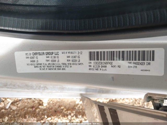 45166080 :رقم المزاد ، 1C3CDZCB1CN207432 vin ، 2012 Dodge Avenger Sxt مزاد بيع