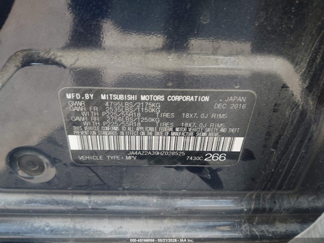 Продаж на аукціоні авто 2017 Mitsubishi Outlander Es, vin: JA4AZ2A39HZ028525, номер лоту: 45166086