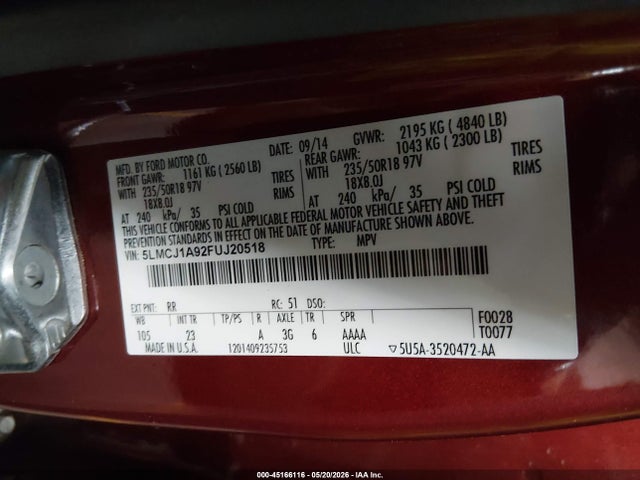 Lincoln MKC 2015 5LMCJ1A92FUJ20518 Image 9