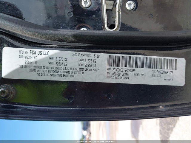 2016 Chrysler 300c მანქანა იყიდება აუქციონზე, vin: 2C3CCAEG1GH273359, აუქციონის ნომერი: 45166206