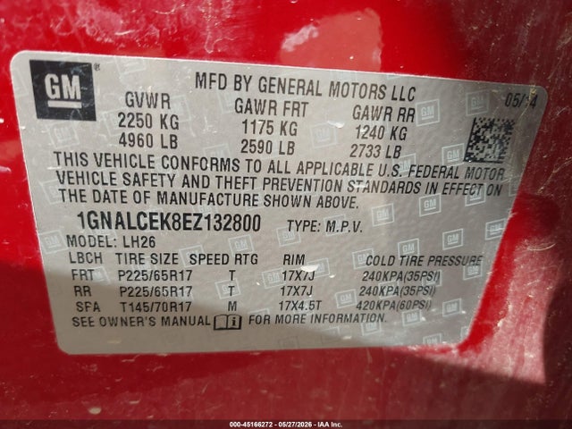 Chevrolet Equinox 2lt 2014 1GNALCEK8EZ132800 Image 9