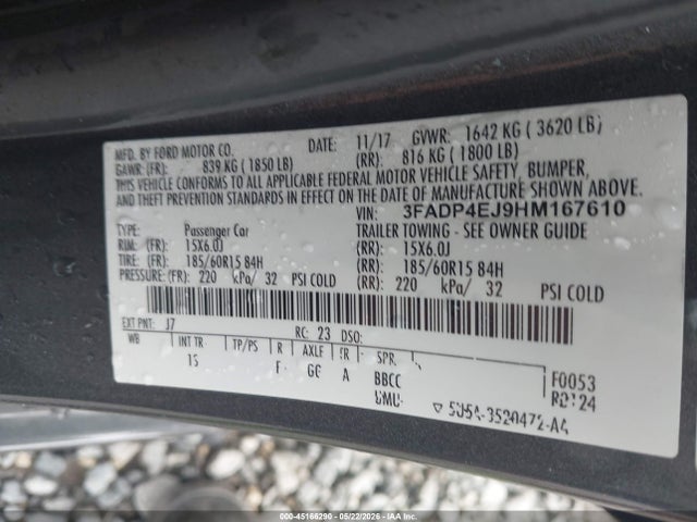 Ford FIESTA SE 2017 3FADP4EJ9HM167610 Image 9