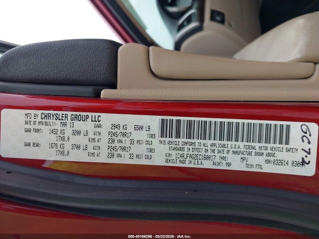 2014 Jeep Grand Cherokee Laredo მანქანა იყიდება აუქციონზე, vin: 1C4RJFAG2EC160017, აუქციონის ნომერი: 45166296