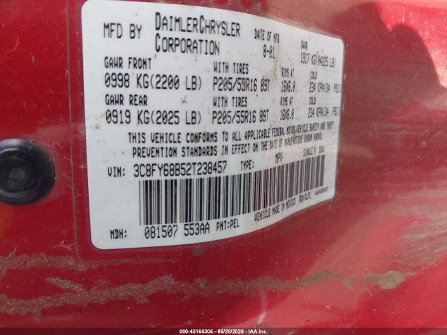 Aukcja sprzedaży 2002 Chrysler Pt Cruiser Limited, vin: 3C8FY68B52T238457, numer aukcji: 45166305