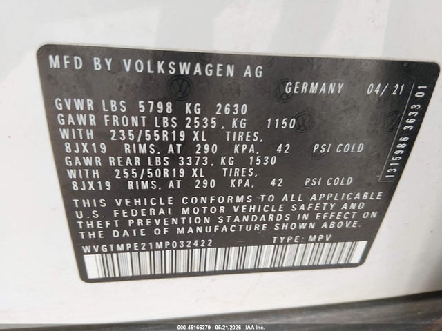 WVGTMPE21MP032422 Volkswagen ID.4 PRO S