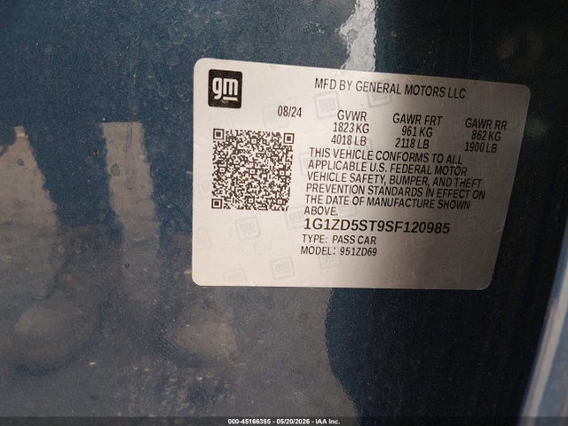 1G1ZD5ST9SF120985 Chevrolet Malibu Fwd 1lt