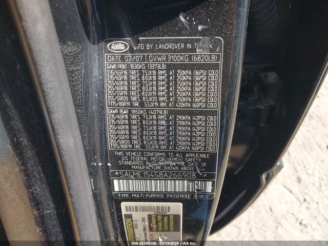Aukcja sprzedaży 2008 Land Rover Range Rover Hse, vin: SALME15458A266908, numer aukcji: 45166396