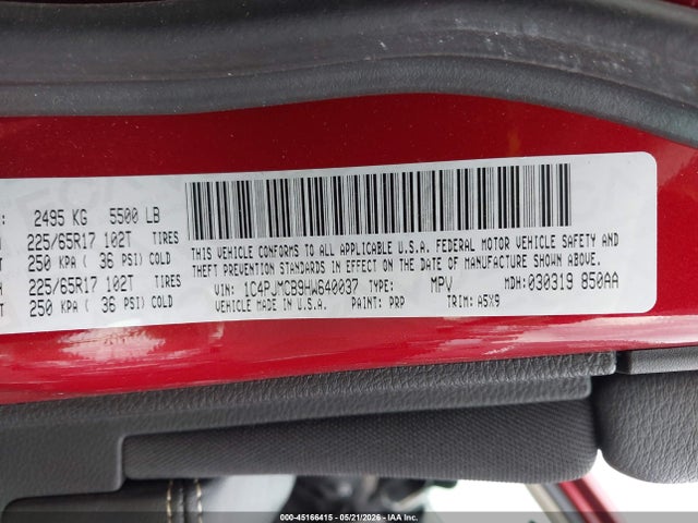 2017 Jeep Cherokee Latitude 4x4 მანქანა იყიდება აუქციონზე, vin: 1C4PJMCB9HW640037, აუქციონის ნომერი: 45166415