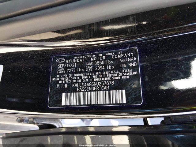 Aukcja sprzedaży 2022 Hyundai Elantra Sel, vin: KMHLS4AG6NU257878, numer aukcji: 45166439
