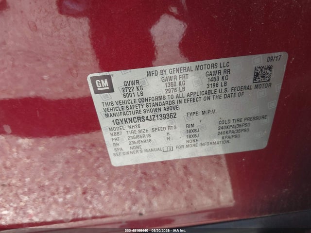 Aukcja sprzedaży 2018 Cadillac Xt5 Luxury, vin: 1GYKNCRS4JZ139362, numer aukcji: 45166440